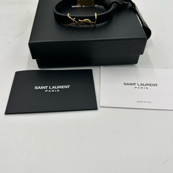 Women's Saint Laurent OPYUM YSL leather bracelet made in Italy - Picture 4 of 11